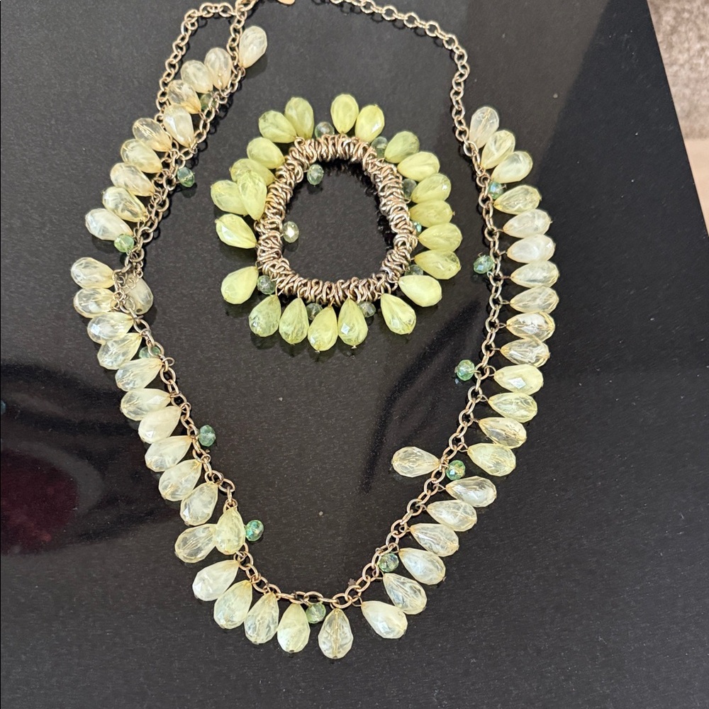 Elegant Green Necklace and Bracelet Set
